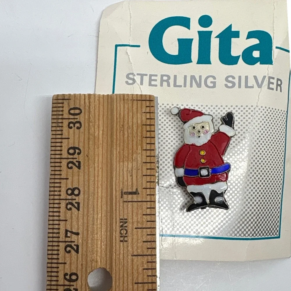 Gita Sterling Silver Santa Claus Christmas Enamel Lapel Pin Brooch Nordstrom New